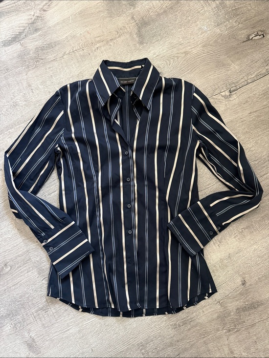 New York & Company Tops - New York & Company - Women's Navy Stripe Button-Up Shirt